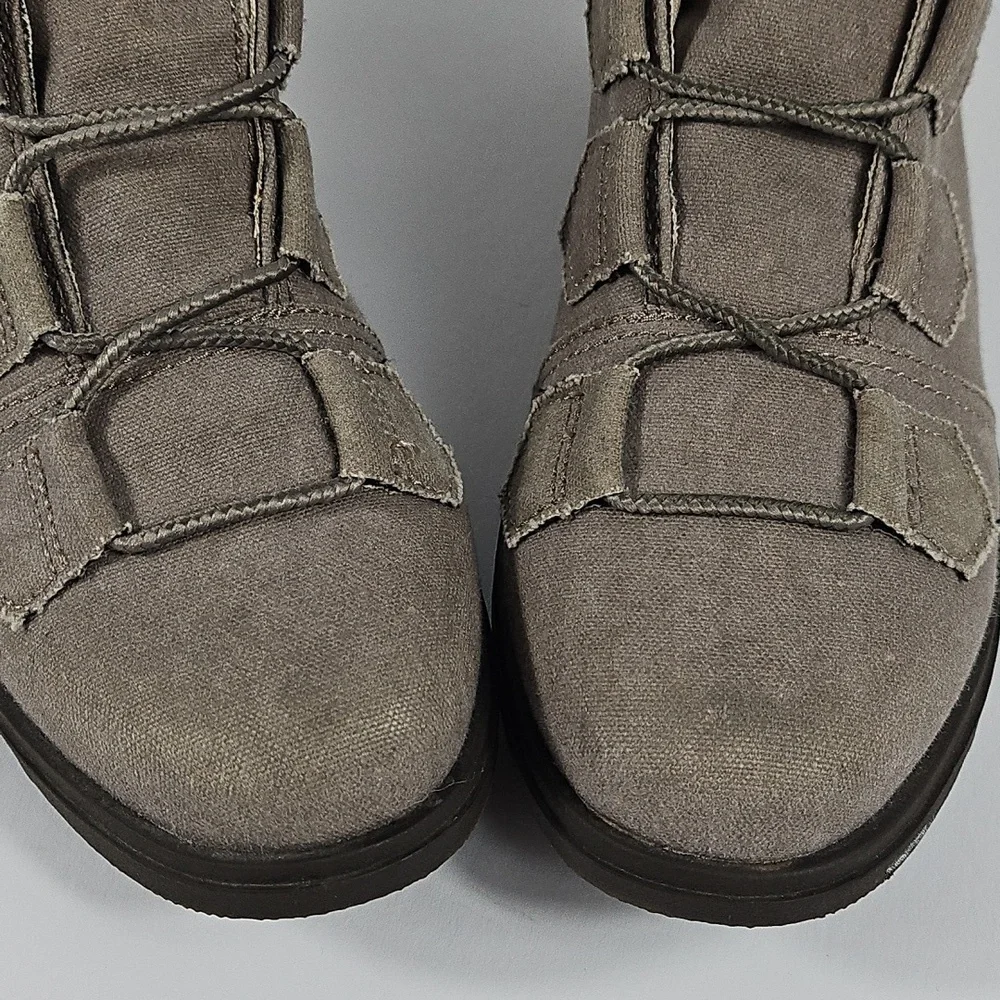 Sorel Major Taupe Grey Canvas & Leather Lace Up Ankle Boots Size 8.5